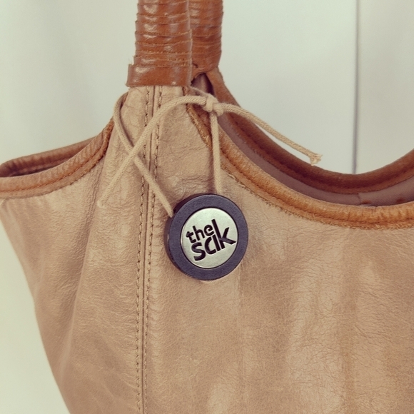 THE Sak 'Fernwood' Hobo Shoulder Bag in Tan & Red Leather Double Leather Strap - Picture 6 of 10